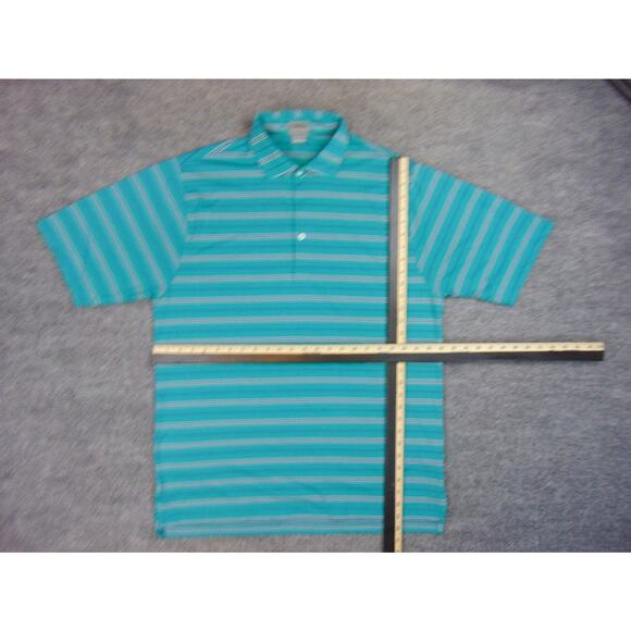 Fennec Polo Shirt Mens Large Teal‎ Blue Striped Short Sleeve Golf Casual - Picture 4 of 8